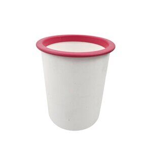 Tupperware Utensil Holder White Pink Rim A Container 2422B-4 Plastic Vintage